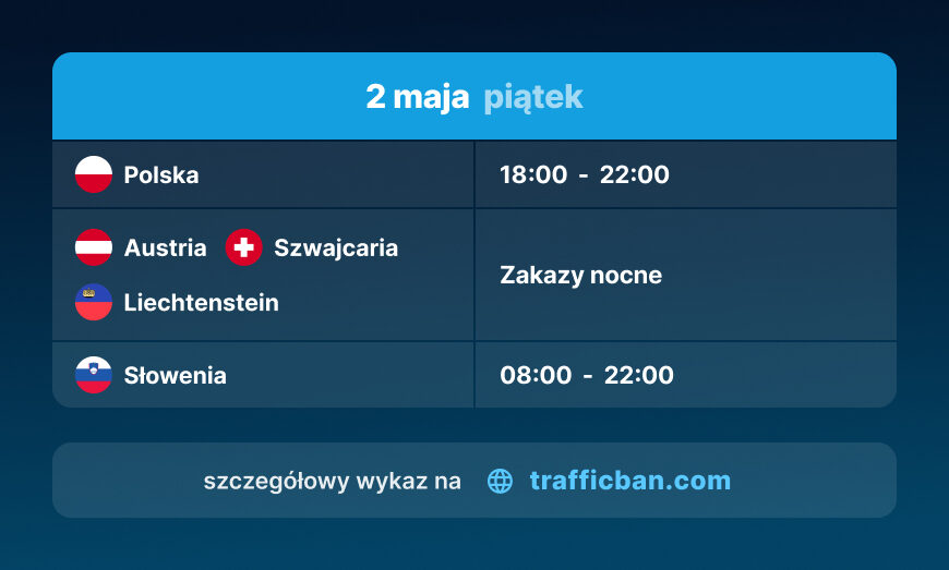 zakazy majówkowe 2 maja