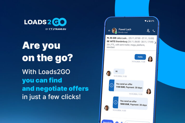 Search and negotiate offers in a few clicks with the Loads2GO app