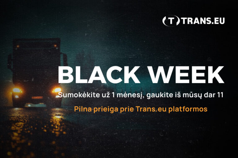 Sumokėkite už vieną mėnesį – gaukite kitus 11 mūsų sąskaita! Atraskite Trans.eu šią Juodąją savaitę.